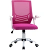 Image de Vinsetto Chaise de Bureau Ergonomique Hauteur Réglable avec Accoudoirs Pliables, Chaise de Bureau Rembourrée Pivotante à 360° avec Fonction Bascule, en Tissu Aspect Lin, Rose