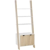 Image de HOMCOM Étagère en Escalier avec 3 Étagères et Placard, Étagère en Escalier Style Nordique en Bois, 60x40x171cm, Chêne et Blanc