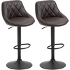 Image de HOMCOM Lot de 2 Tabourets de Bar, Hauteur Réglable avec Base en Métal et Assise en Simili Cuir, Tabourets Modernes avec Dossier et Repose-Pieds, 46x48x83-104 cm, Marron et Noir