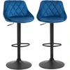 Image de HOMCOM Set 2 Tabourets de Bar, Hauteur Réglable avec Base en Métal et Assise en Velours, Tabourets Modernes avec Dossier et Repose-Pieds, 46x48x83-104cm, Bleu