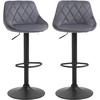 Image de HOMCOM Lot de 2 Tabourets de Bar, Hauteur Réglable avec Base en Métal et Siège en Velours, Tabourets Modernes avec Dossier et Repose-Pieds, 46x48x83-104cm, Gris et Noir