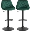 Image de HOMCOM Lot de 2 Tabourets de Bar, Hauteur Réglable avec Base en Métal et Assise en Velours, Tabourets Modernes avec Dossier et Repose-Pieds, 46x48x83-104 cm, Vert