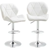 Image de HOMCOM Ensemble 2 Tabourets de Bar avec Hauteur Réglable, Base en Métal et Siège en Similicuir, Tabourets avec Dossier et Repose-pieds, 51,5x57,5x93-114,5cm, Blanc