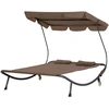 Image de Outsunny Lit Double 2 Places Parasol Réglable d'Extérieur et Jardin 200x175x134 cm Marron