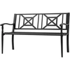 Image de Outsunny Banc de jardin noir en acier pour 2 personnes avec dossier haut et accoudoirs, 128x62.5x81.5 cm