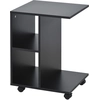Image de HOMCOM Table Basse en Forme de C avec 2 Étagères Ouvertes et 4 Roues Pivotantes, 45x35x58 cm, Noir