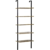 Image de HOMCOM Bibliothèque à Échelle avec 5 Étagères en Style Industriel en Bois et Métal, 60x30x184,5cm, Marron