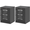 Image de HOMCOM Ensemble de 2 Tables de Chevet Modernes avec 3 Tiroirs pour Chambre à Coucher et Salon en Panneaux de Particules, 40x36x56 cm, Gris