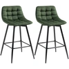 Image de HOMCOM Lot de 2 Tabourets de Bar avec Dossier et Repose-Pieds Style Nordique en Métal et Velours, Vert, 45x47x84 cm