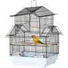 Image de PawHut Cage pour Oiseaux en Métal et Plastique avec Poignée de Transport et Plateau Amovible, 50,5x41x63 cm, Blanc