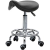 Image de HOMCOM Tabouret Réglable en Hauteur avec 5 Roulettes et Assise Ergonomique Rembourrée en Mousse, 36,5x37,5x51-66 cm, Noir