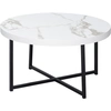 Image de HOMCOM Table Basse Ronde avec Plateau Effet Marbre en MDF et Pieds en Métal,  80x45 cm, Blanc