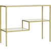 Image de HOMCOM Console d'Entrée à 3 Étagères en Acier et Verre Trempé, 100x32x76 cm, Or