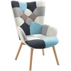 Image de HOMCOM Fauteuil de Chambre en Velours Matelassé et Pieds en Bois, 66x76x98cm, Multicolore