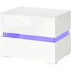 Image de HOMCOM Table de Chevet avec lumière LED RGB intégrée, 2 Tiroirs, 4 Modes d'éclairage et 16 couleurs, en Aggloméré, 60x39x47cm, Blanc