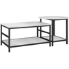 Image de HOMCOM Ensemble de 2 Tables Basses à 2 Niveaux en Aggloméré et Acier avec Plateau Effet Marbre, Blanc et Noir