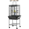 Image de PawHut Cage pour Petits Oiseaux avec 2 Perchoirs et Échelle en Arc, en Acier, 62,5x62,5x156 cm, Grise