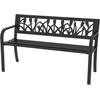 Image de Outsunny Banc de Jardin à 2 Places en Acier avec Dossier Ornée et Accoudoirs, 125x50x75 cm, Noir