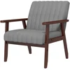 Image de Fauteuil de chambre moderne HOMCOM rembourré en tissu et bois avec coutures tubulaires, gris