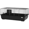 Image de PawHut Cage pour Lapins à 2 Portes avec Plateau Amovible, en Métal et Plastique PP, 100x55x41 cm, Noir et Argent