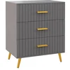 Image de HOMCOM Commode 3 Tiroirs Moderne en Bois et Aluminium, 60x40x71.5 cm, Doré et Gris foncé