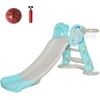 Image de HOMCOM Toboggan pour Enfants à partir de 18 Mois Pliable avec 3 Marches et Panier de Basket, 140x87x75cm, Bleu et Gris