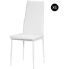 Image de HOMCOM Set de 6 Chaises de Salle à Manger Modernes avec Dossier Haut en Similicuir et Acier, 41x50x97 cm, Blanc