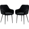 Image de HOMCOM Set 2 Chaises pour Salle à Manger Modernes avec Accoudoirs, Assise Imbottite et Pieds en Acier, 54x57x80cm, Noir