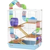 Image de PawHut Cage pour Hamsters à 5 Niveaux avec Tubes, Roue, Échelles, Maisonnette et Bouteille, en Métal, PP et PS, 46x30x58 cm