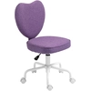 Image de HOMCOM Chaise de Bureau en Forme de Coeur avec 5 Roulettes et Hauteur Réglable en Tissu, 40x50x79-89cm, Violet