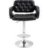 Image de HOMCOM Tabouret de Bar Haut avec Dossier et Accoudoirs, Pivotant avec Hauteur Réglable et Repose-Pieds, Simili Cuir Noir