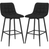 Image de HOMCOM Set 2 Tabourets de Cuisine Style Nordique en Tissu Effet Velours et Métal, 45x47x84 cm, Noir