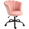 Image de HOMCOM Chaise de Bureau avec Dossier en Pétales Sans Accoudoirs et Hauteur Réglable, Revêtement en Velours, Rose