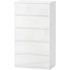 Image de HOMCOM Commode Moderne 5 Tiroirs Anti-basculement en Bois, 55x33x100 cm, Blanc Brillant