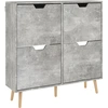 Image de HOMCOM Meuble à Chaussures avec 4 Tiroirs Basculants à 2 Niveaux pour 16 Paires, en Bois, 95x26x95 cm, Gris