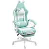 Image de HOMCOM Chaise de Jeu Inclinable avec Repose-Pieds et Coussins, en Similicuir et Éponge, 65x62x116-124 cm, Blanc et Bleu