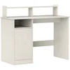 Image de HOMCOM Bureau Moderne avec Support pour Écran, Armoire et Étagères, 108x50x94 cm, Crème