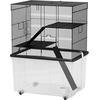 Image de PawHut Cage pour Hamsters 3 Étages avec Roues, 2 Plateformes, Rampes, Bol et Bouteille, 58x43x74 cm, Noir