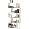 Image de HOMCOM Bibliothèque Asymétrique en S à 5 Niveaux avec 10 Étagères Ouvertes, en Bois, 80x24x159 cm, Blanc