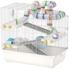 Image de PawHut Cage pour Hamsters à 4 Niveaux avec Tubes, Roue, 3 Portes et Plateau, en Métal, PP et PS, 78x45x73 cm, Blanc