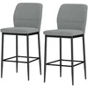 Image de HOMCOM Set 2 Tabourets de Bar en Velours Modernes avec Repose-Pieds et Dossier, 41x52x97 cm, Gris