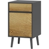 Image de HOMCOM Table de Chevet avec Tiroir et Armoire Moderne Sans Poignées, 40x39x69 cm, Gris Foncé et Bois
