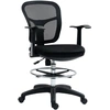 Image de HOMCOM Chaise Pivotante avec Anneau Repose-Pieds et Dossier Courbé, en Polyester, Mousse et Plastique, 55x58x94 cm, Noir