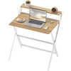 Image de HOMCOM Bureau Pliable avec Étagère pour Moniteur, 81,5x62x86,5 cm, Bois et Blanc