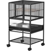 Image de PawHut Cage pour Oiseaux avec Étagère Inférieure, Plateau et Grille Amovibles, en Acier et PP, 48x46x83 cm, Noir