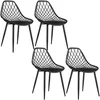 Image de HOMCOM Ensemble de 4 Chaises de Salle à Manger Modernes avec Dossier Perforé en Plastique et Pieds en Métal, Noir