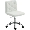 Image de HOMCOM Chaise de Bureau Réglable avec Revêtement à Boutons, en Cuir PU, Mousse et Acier, 44x50x78-88 cm, Blanc