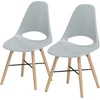 Image de HOMCOM Set de 2 Chaises de Salle à Manger en Plastique et Bois Style Nordique avec Dossier Courbé, Gris