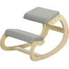 Image de HOMCOM Chaise Ergonomique avec Inginocchiatoire et Inclinable, en Tissu Effet Lin et Bois, 55x85x55 cm, Gris Clair
