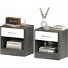 Image de HOMCOM Set 2 Tables de Chevet Modernes avec Étagère Ouverte et Tiroir, en Bois, 39x28x41 cm, Blanc et Gris Foncé